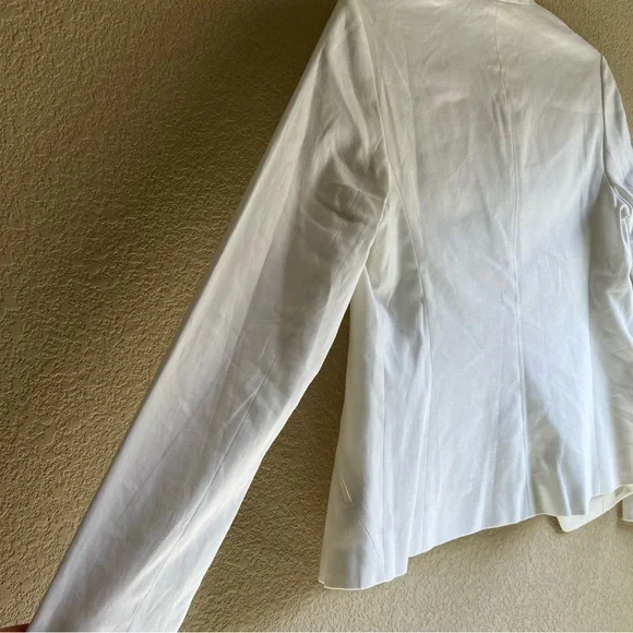 NWT Banana Republic WHITE COLLARLESS LINEN-COTTON BLAZER, size 4 - Picture 4 of 16
